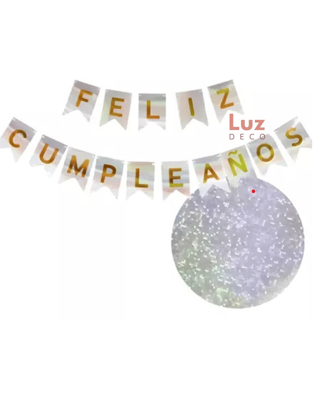 Banderín Cartel Feliz Cumpleaños Plateado