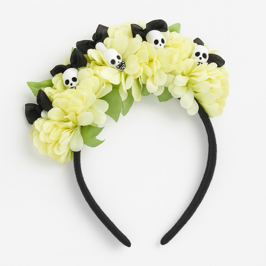 Vincha Flores y Cráneos