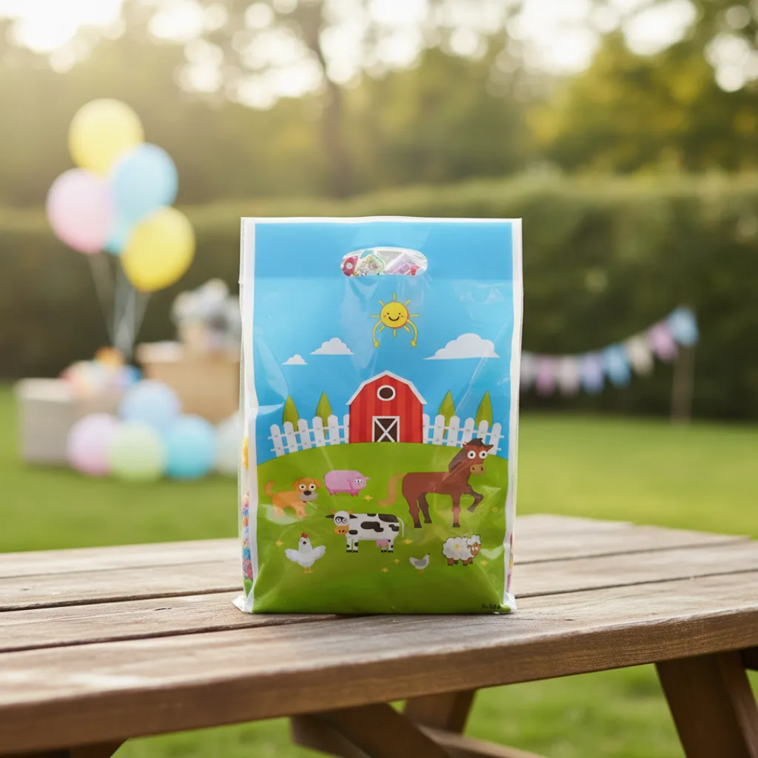 Bolsa Plástica De Granja De Animales Para Sorpresitas x10