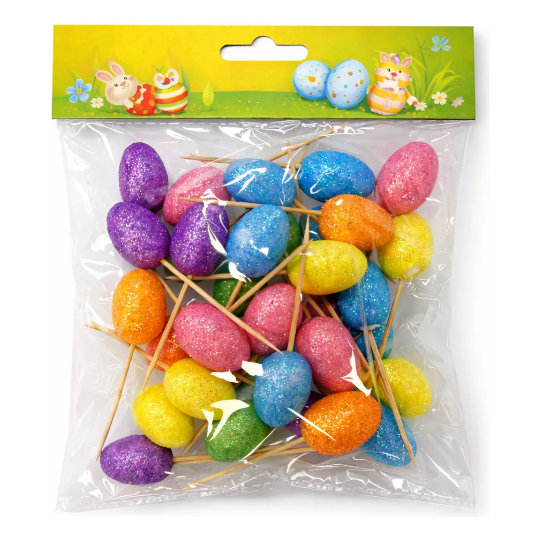 Pack Huevos De Pascuas Decorativos Con Glitter x24
