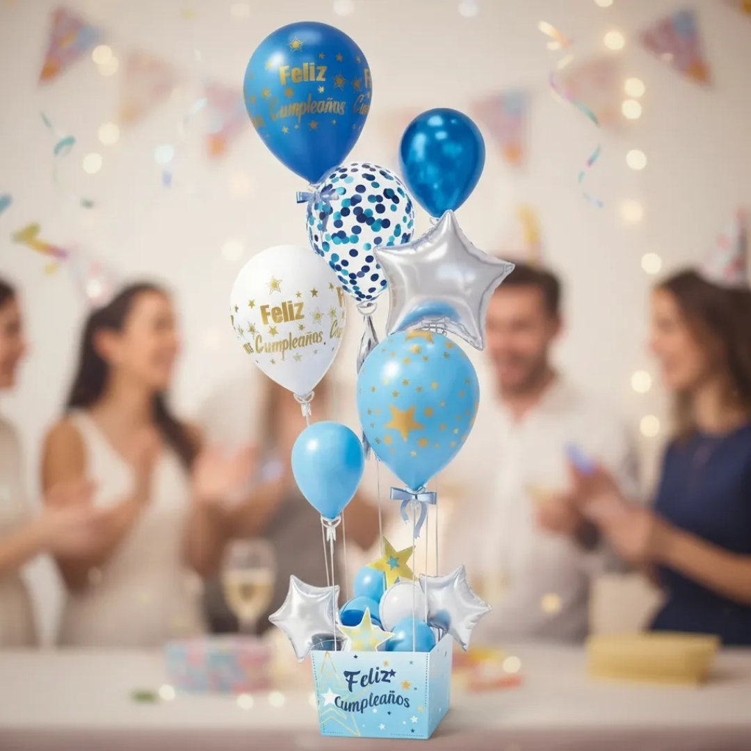 Decoración De Globos Ramillete Completo Celeste