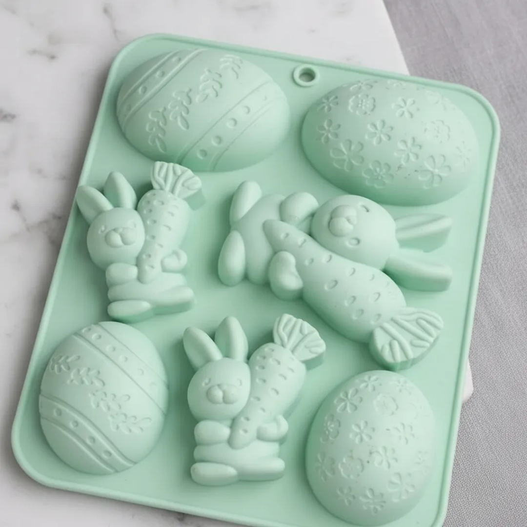 Molde De Silicona De Huevos y Conejitos De Pascuas