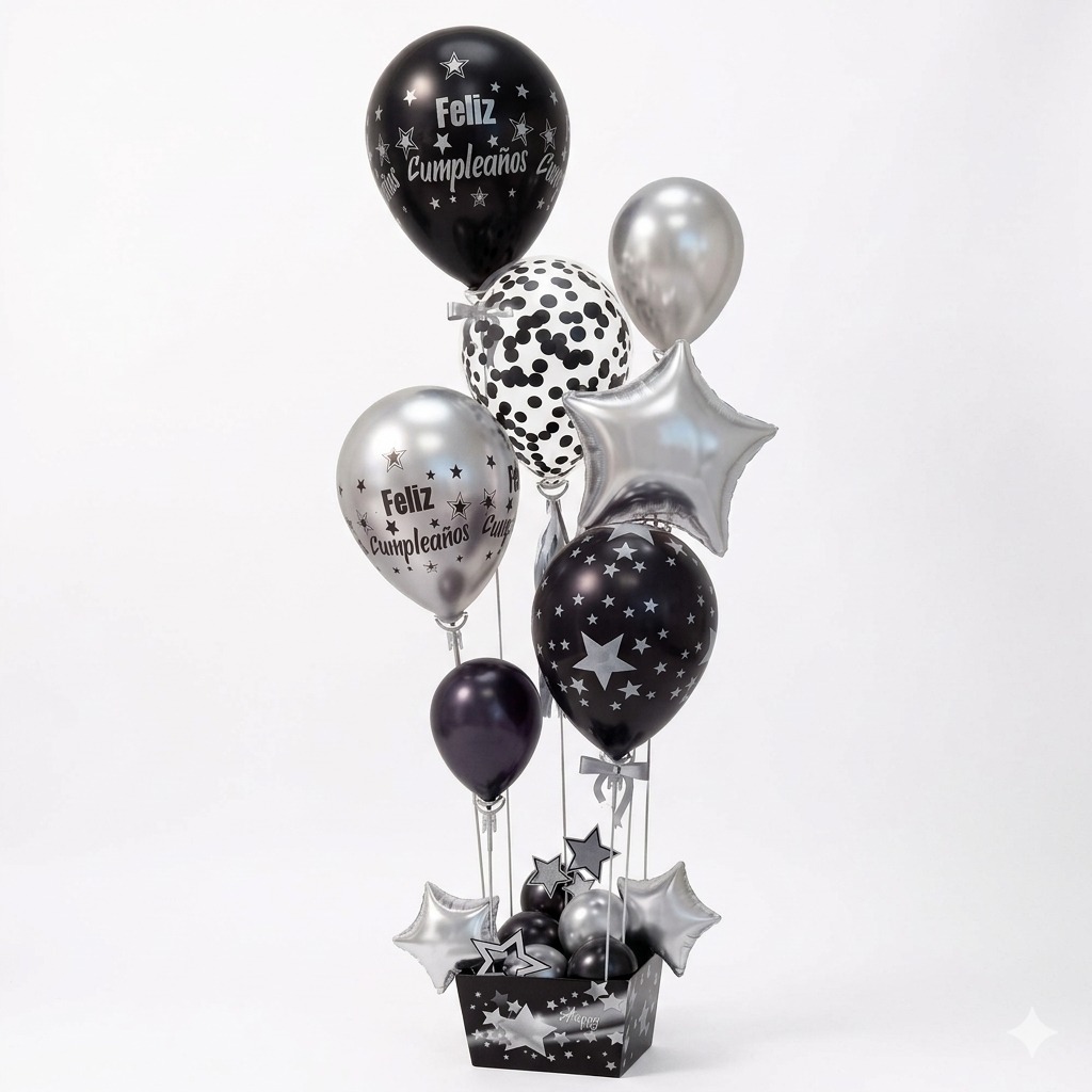 Decoración De Globos Feliz Cumpleaños Ramillete Completo