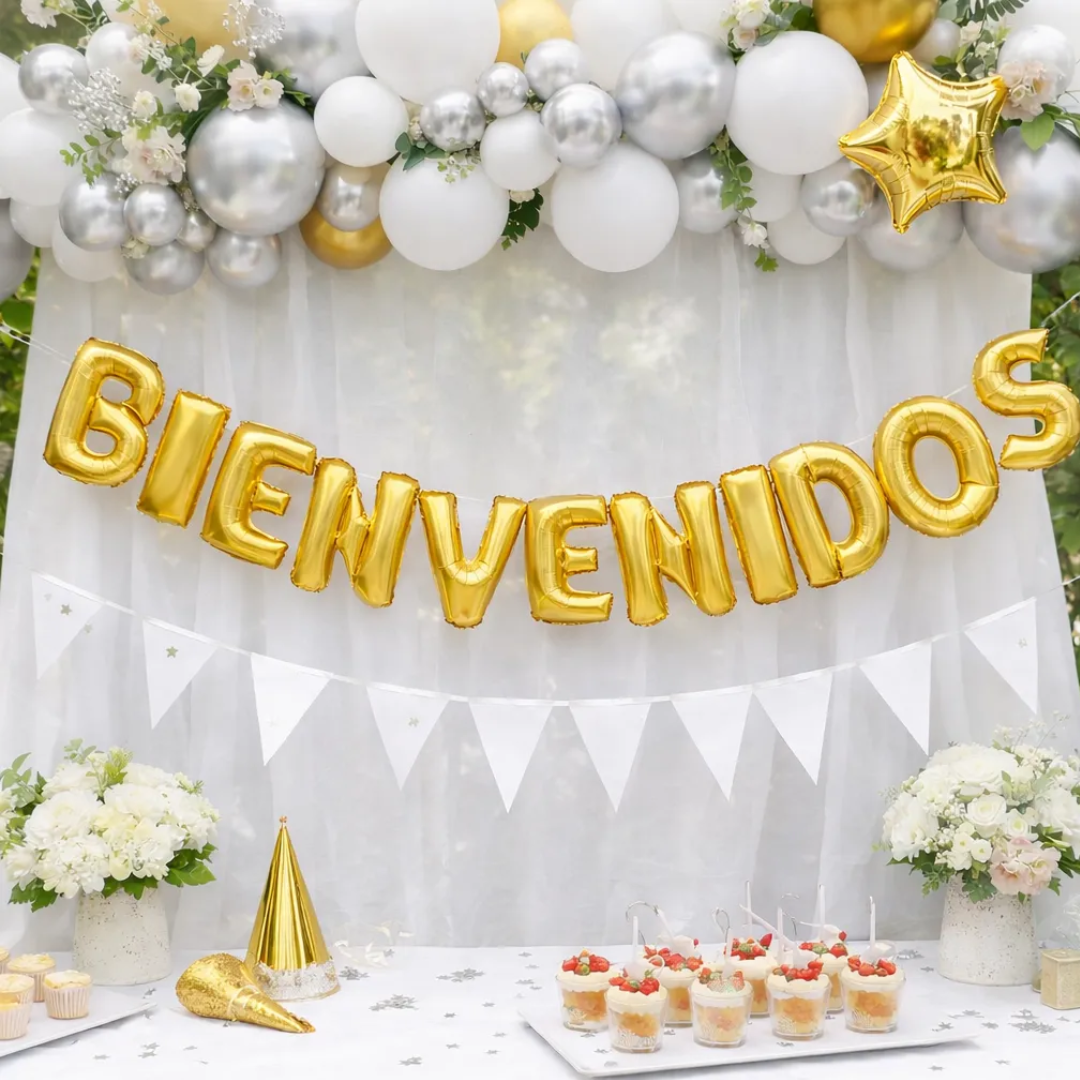 Set Kit Globos "Bienvenidos" Metalizados