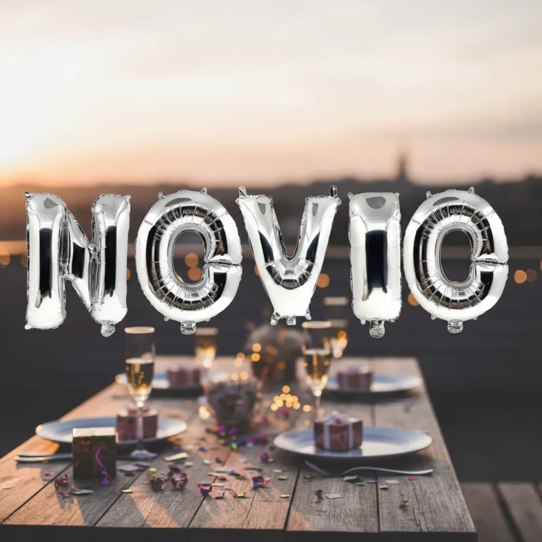 Set De Globos Novio Letras Metalizadas