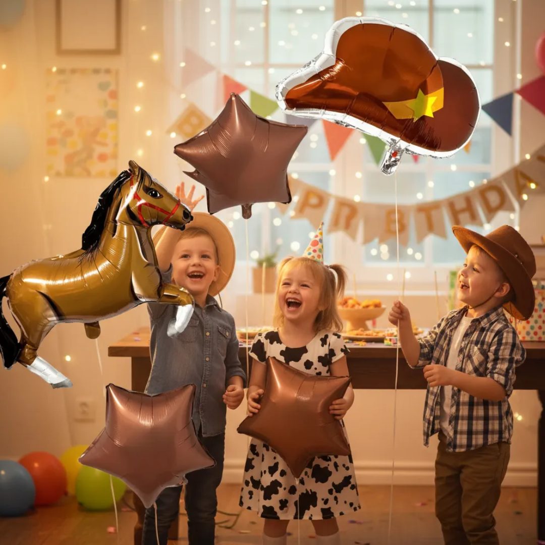 Set Globos Metalizados Caballo Y Sombrero Vaquero
