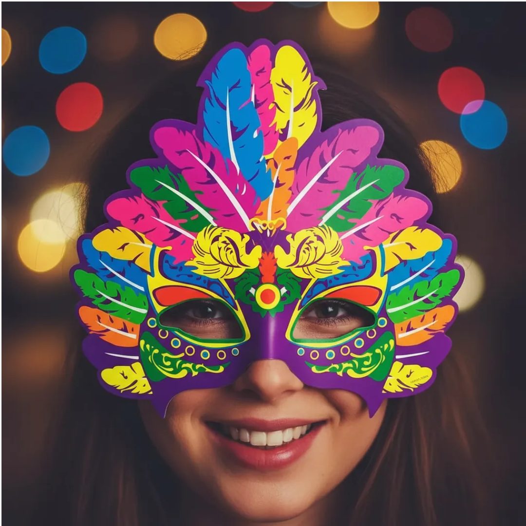 Antifaz De Carnaval Cotillon Fluo X12