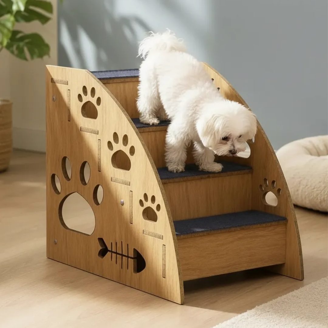 Escalera De Madera Para Mascotas 4 Escalones Para Razas Chicas