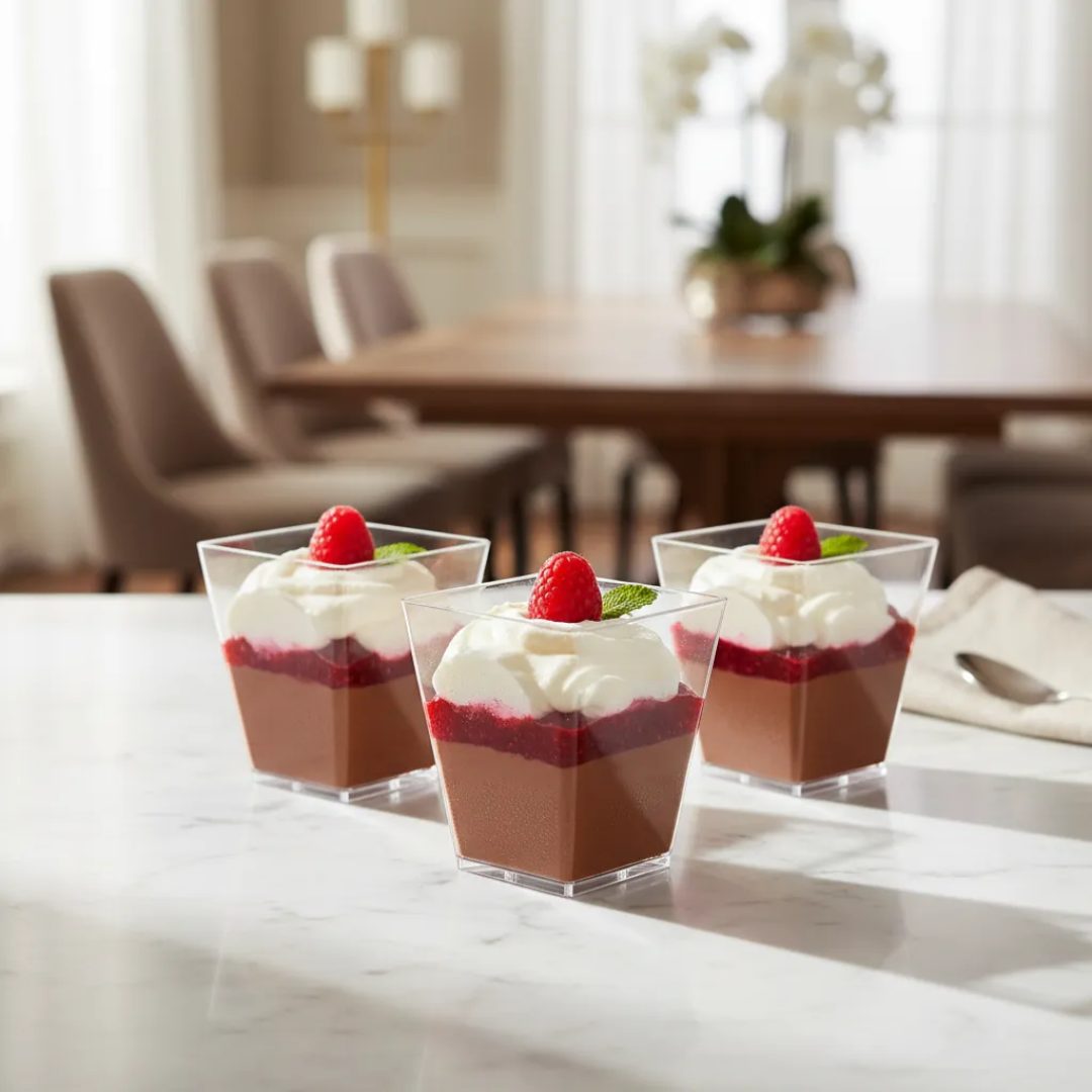 Vasos Shots De Postre Base Cuadrada x50 und