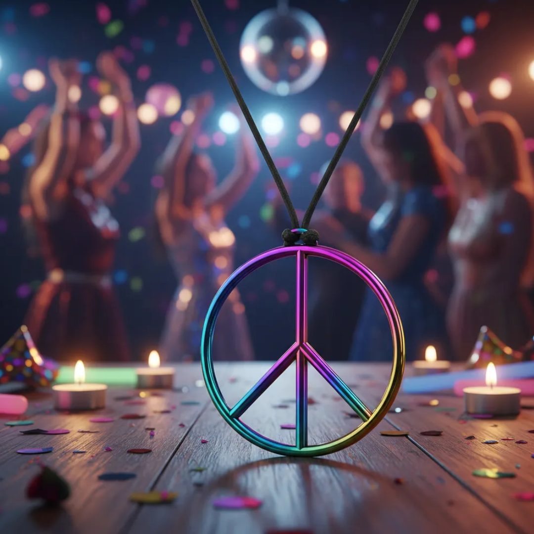 Collar Metalizado Signo De Amor Y Paz