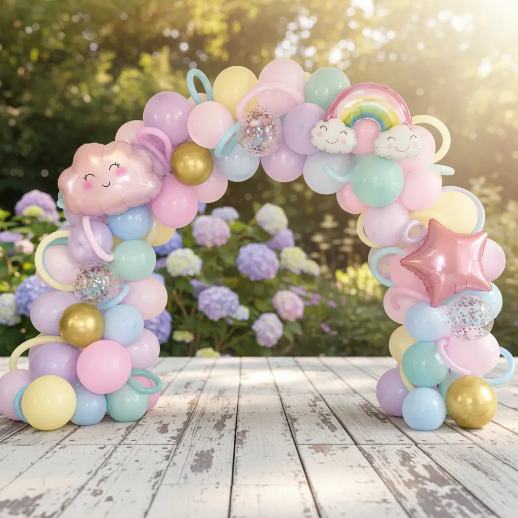 Set De Globos Decoración Nube Y Arcoíris