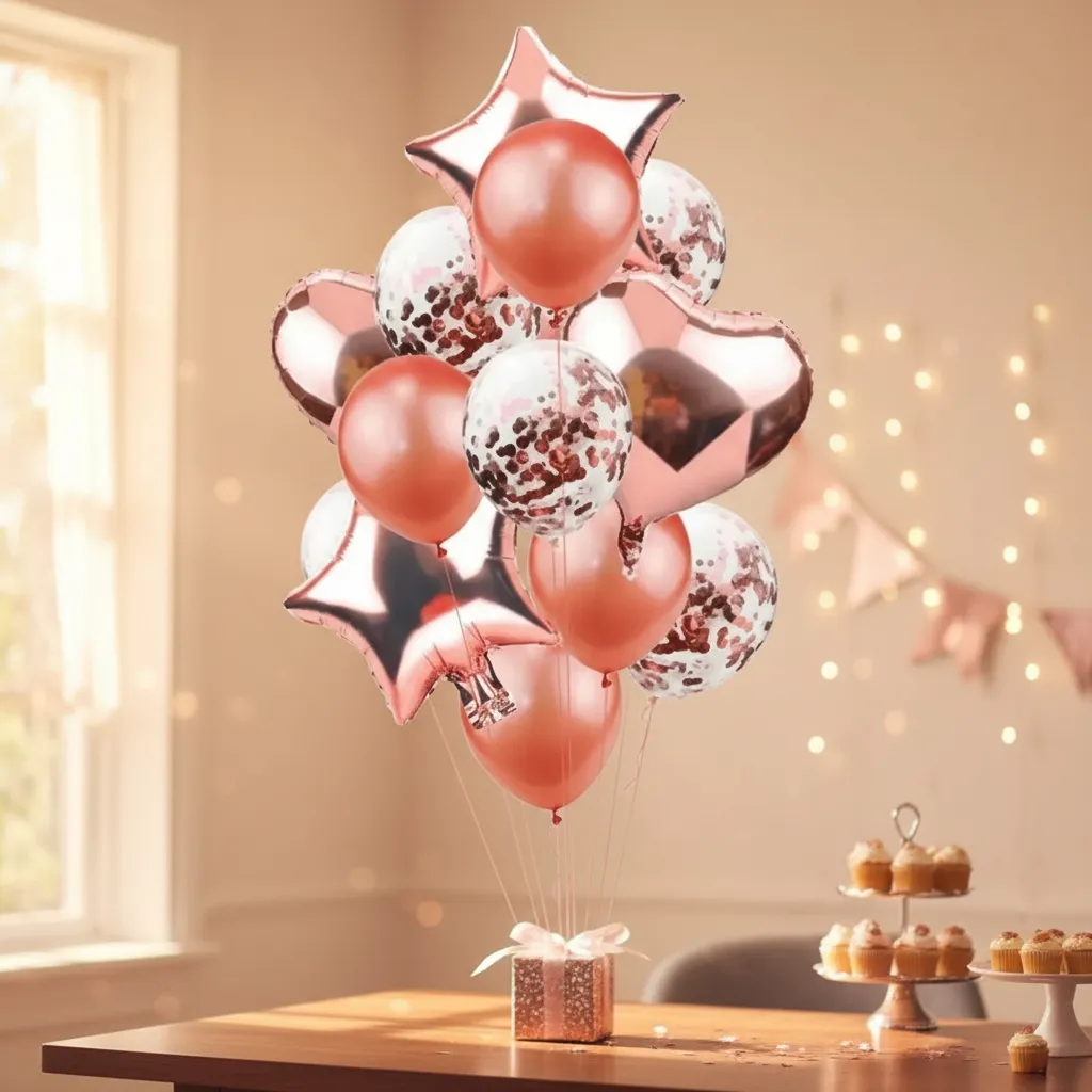 Set 10 Globos Metalizados Látex Y Con Confeti