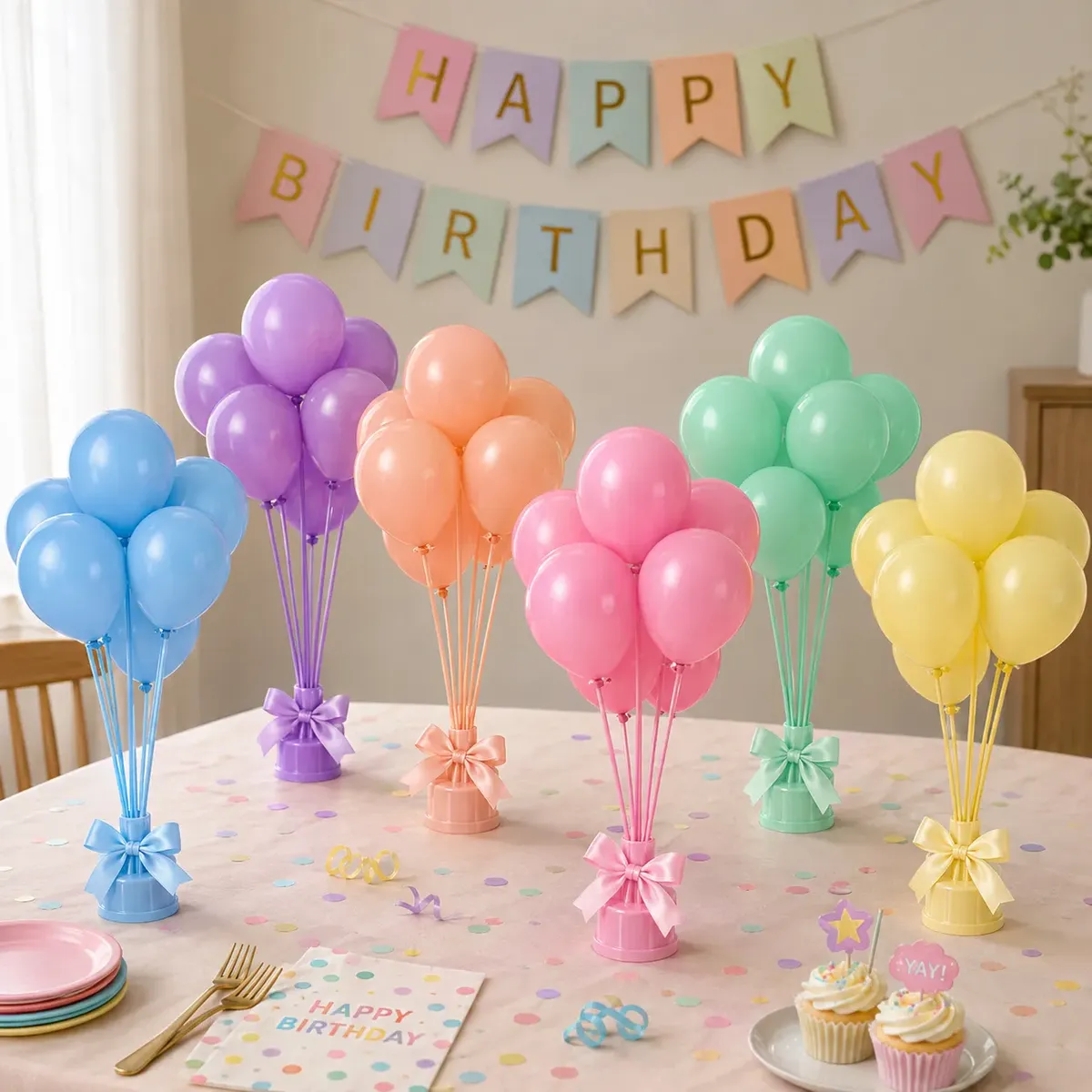 Set De Globos Violeta + Varillas Y Soportes