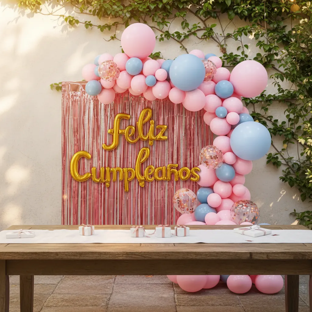 Set Decoración Globos Rosa Y Dorado - Imagen 4