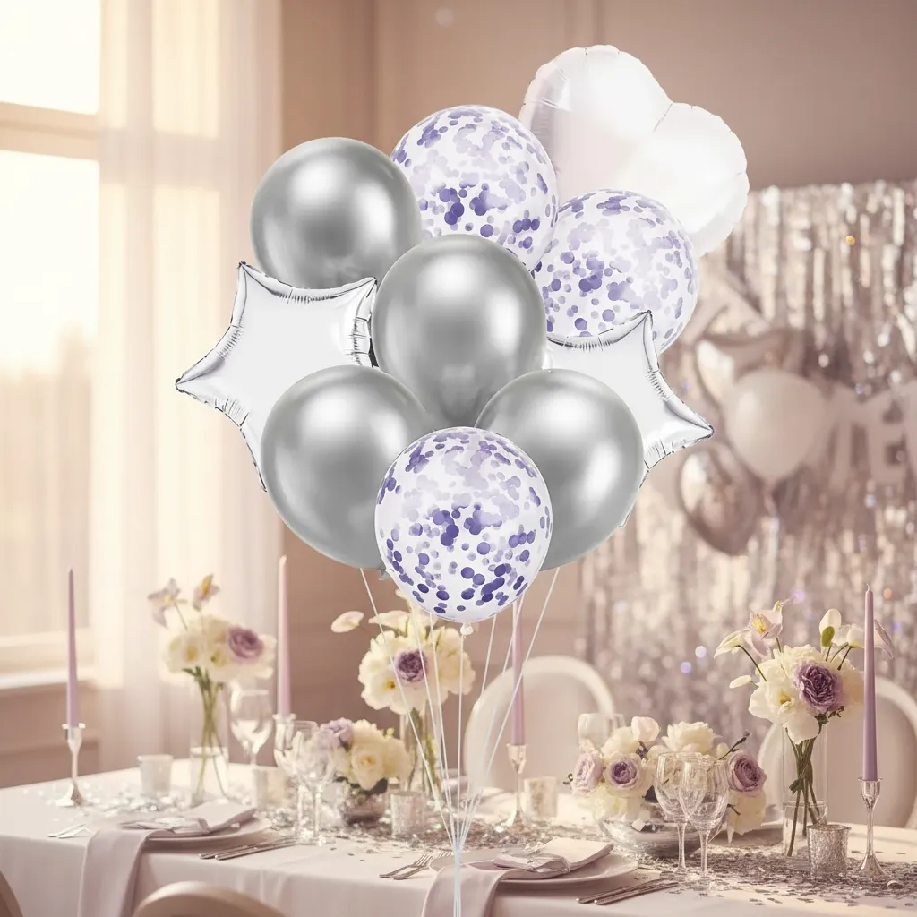 Set 10 Globos Metalizados Látex Y Con Confeti