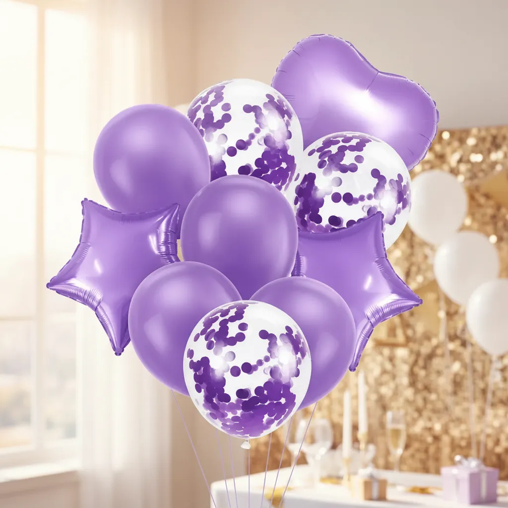 Set 10 Globos Metalizados Látex Y Con Confeti
