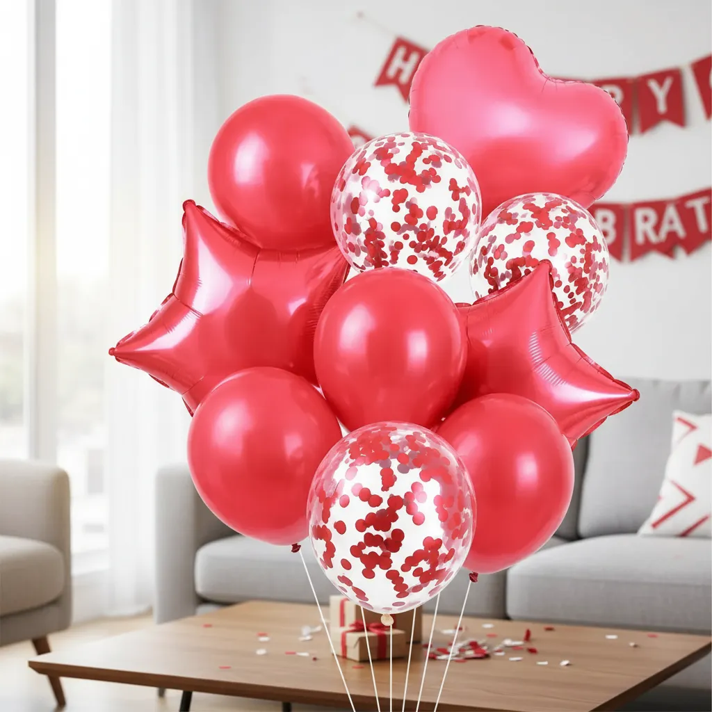 Set 10 Globos Metalizados Látex Y Con Confeti