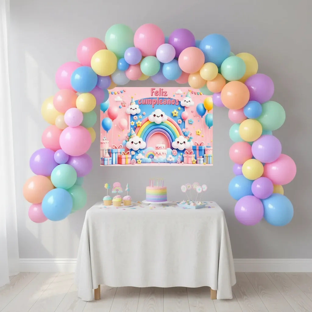 Kit Decoración Nubes Y Arcoíris Pastel