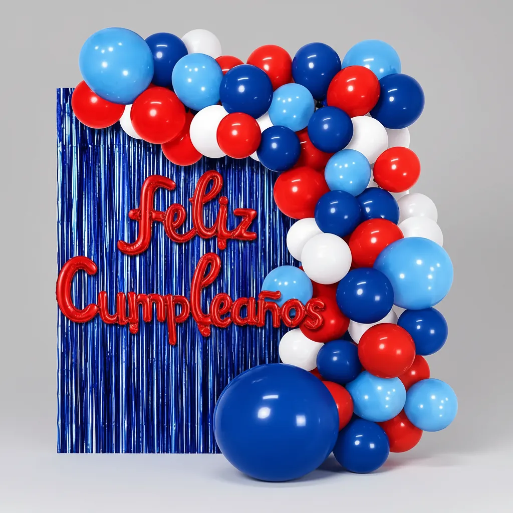 Set Decoración De Cumpleaños Azul Y Rojo